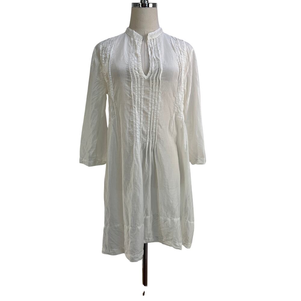 CP Shades Silk Blend Tunic Top with Roll Tab Sleeves White